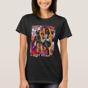 Abstrakt Girl Doberman Cities Style Collagen Rebel T-Shirt