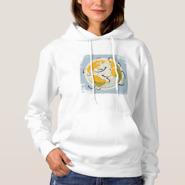 Abstrakt Globe Womens Hoodie (Vorderseite)