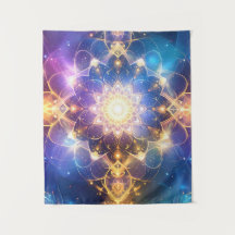 Abstrakt Glows Lotus Mandala Tapestry