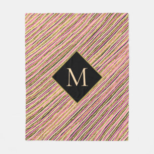 Abstrakt-Gold-Glitzer-Sparkon-Monogramm Fleecedecke