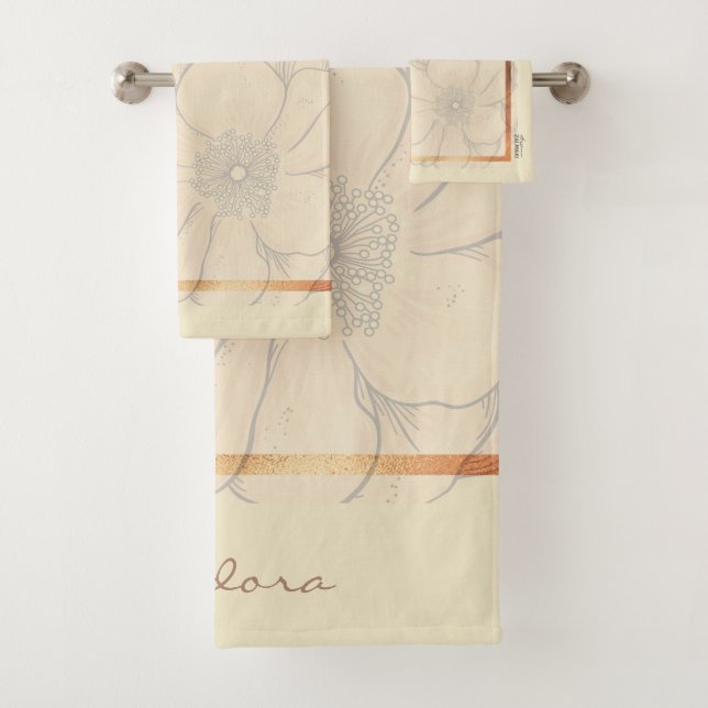 Abstrakt Gold Ivory Floral Badhandtuch Set (Insitu)
