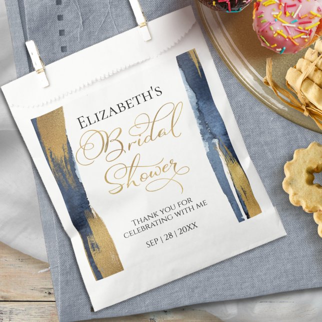 Abstrakt Gold Navy Blue Brautparty Vielen Dank Geschenktütchen (Von Creator hochgeladen)