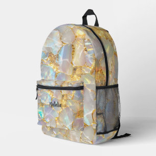 Abstrakt Gold Opal Gemstone Girls Bedruckter Rucksack