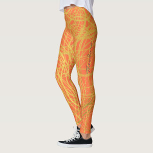 Abstrakt Gold Orange Leggings