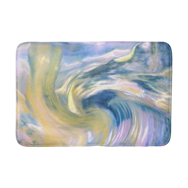 Abstrakt Golden Yellow und Blue Swirt Abstrakt Badematte (Vorderseite)