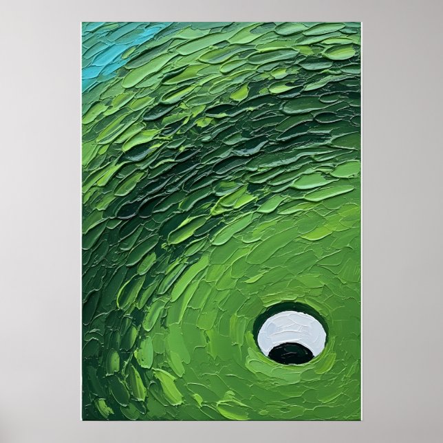 Abstrakt Golf Green Textured Impasto Malerei Poster (Vorne)