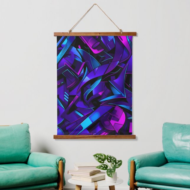 Abstrakt Graffiti Street Swirl Wandteppich Mit Holzrahmen (Wohnzimmer)