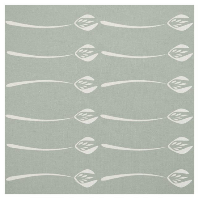 Abstrakt Graue Grüne Kunst Deco Tulip Blumenmuster Stoff (Muster)
