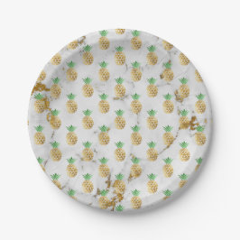 Abstrakt Gray Gold Carrara Marble Golden Pineappa Pappteller