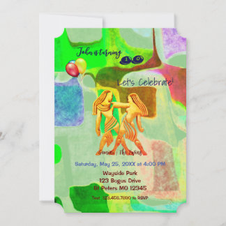 Abstrakt Green Birthday Gemini (21. Mai - 20. Juni Einladung