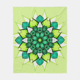 Abstrakt Green Boho Floral Mandala Fleecedecke