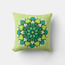 Abstrakt Green Boho Floral Mandala Kissen