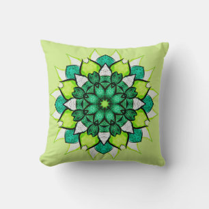 Abstrakt Green Boho Floral Mandala Kissen
