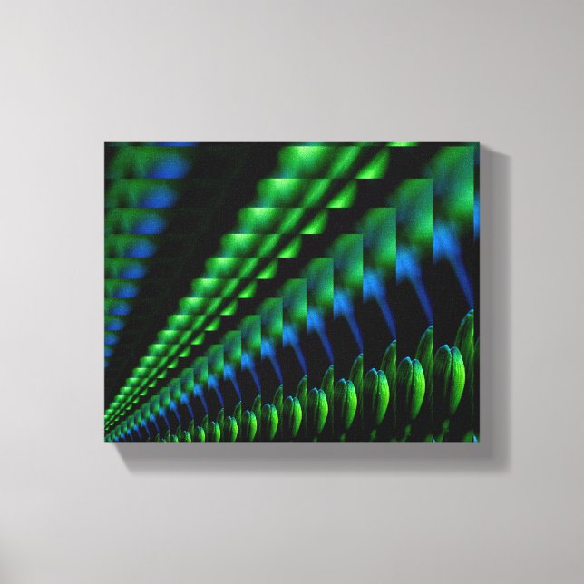 Abstrakt-grün-blaues Schwarz-Design Leinwanddruck (Vorderseite)