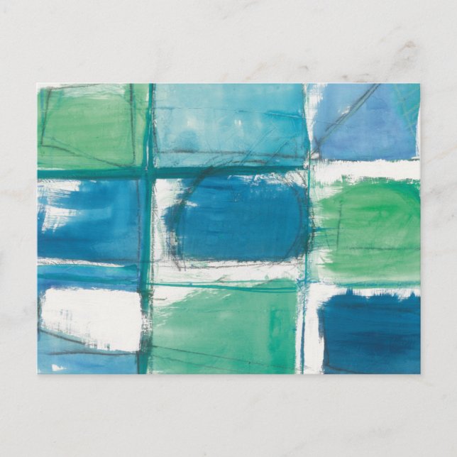 Abstrakt grün und blau auf weiß postkarte (Vorderseite)