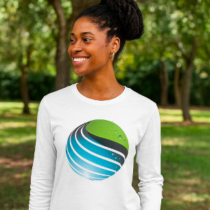 Abstrakt Grün und Blau Globe Moderne Erde T-Shirt