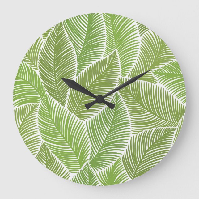 Abstrakt grüne Blüte, nahtloser Hintergrund. Große Wanduhr (Vorderseite)