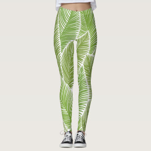 Abstrakt grüne Blüte, nahtloser Hintergrund. Leggings