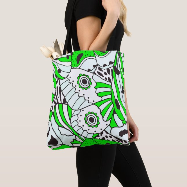 Abstrakt-grüner Schwarzer Schmetterling Flügel Tasche (Von Nahem)