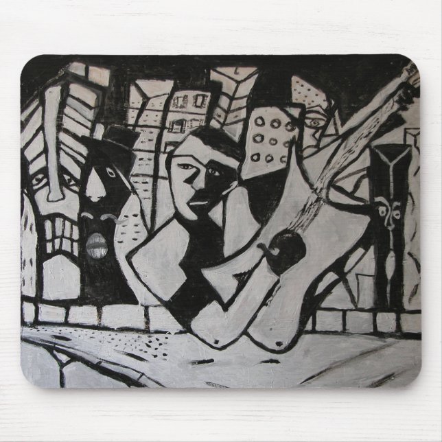 ABSTRAKT GUITARIST SCHWARZ-WEISS MOUSEPAD (Vorne)