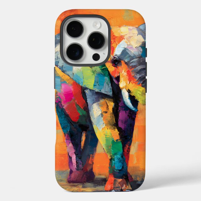 Abstrakt Happy Rainbow Elephant iPhone 16 Pro Hülle (Rückseite)