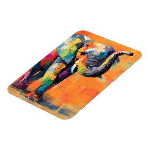 Abstrakt Happy Rainbow Elephant Magnet
