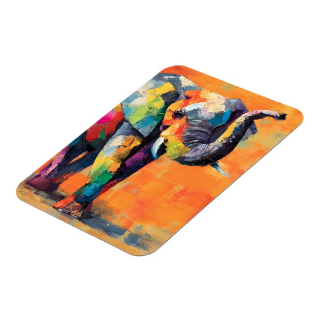 Abstrakt Happy Rainbow Elephant Magnet (Linke Seite)