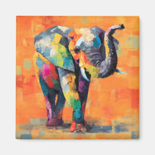 Abstrakt Happy Rainbow Elephant Magnet