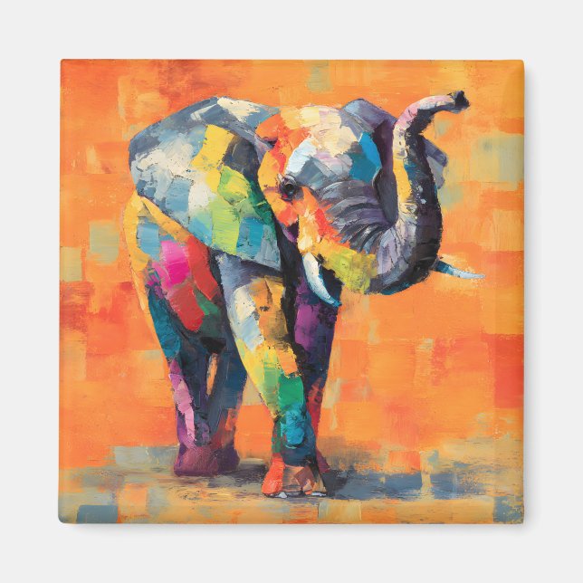 Abstrakt Happy Rainbow Elephant Magnet (Vorne)