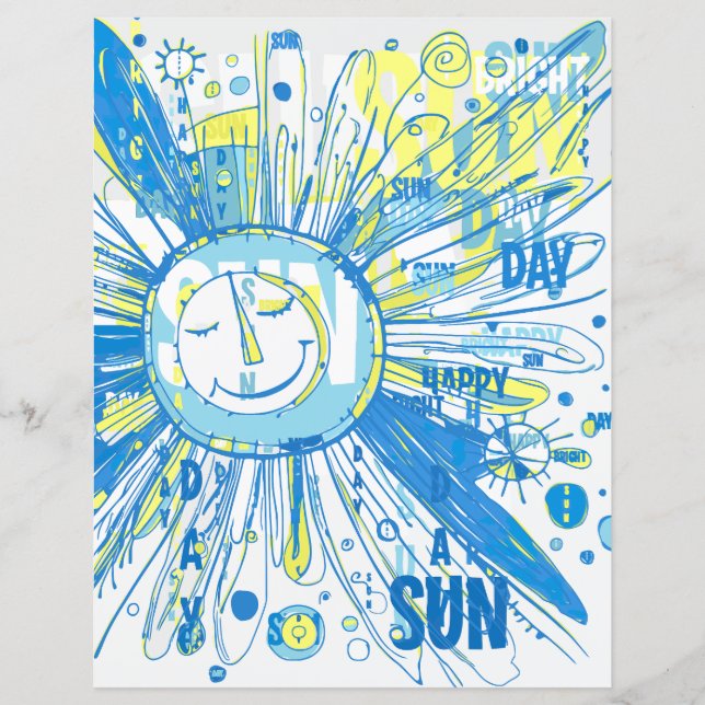 Abstrakt Happy Whimsical Sun Words Scrapbook Paper (Vorderseite)
