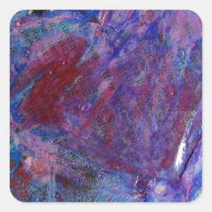 Abstrakt Heart Mixed Media Collage Quadratischer Aufkleber