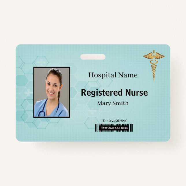Abstrakt Hexagon Medical Caduceus Foto ID Ausweis (Vorderseite)