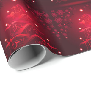Abstrakt HORSE Lover Red Christmas Trees Geschenkpapier