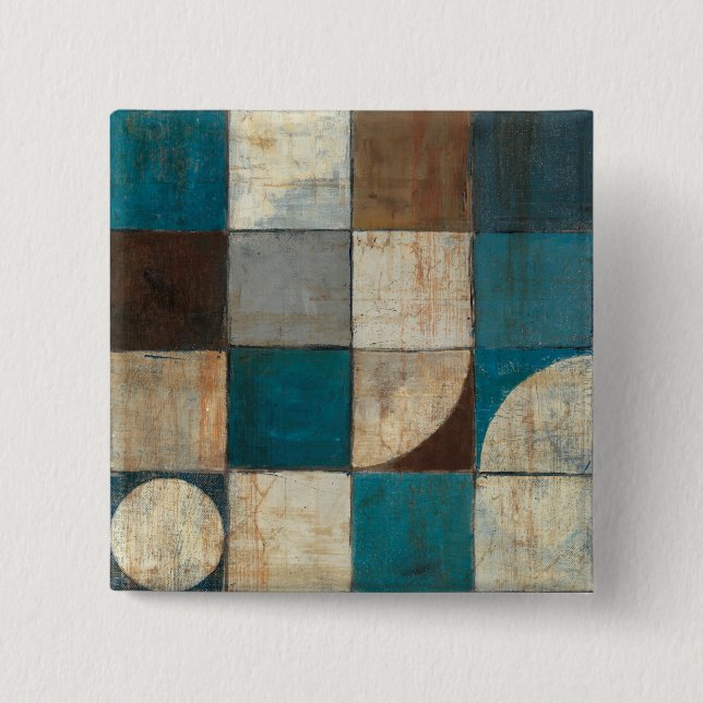 Abstrakt im Blau und in Brown Button (Vorderseite)