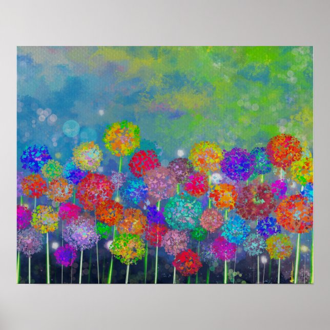 Abstrakt impressionistisches Feld der Blume Leinwa Poster (Vorne)