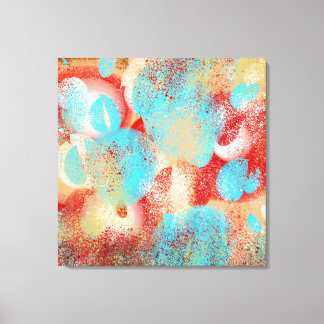 Abstrakt in Aqua-Blau, Rot und Gelb Leinwanddruck