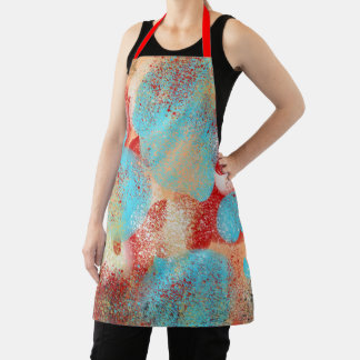 Abstrakt in Aqua-Blau, Rot und Gelb Schürze