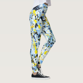 Abstrakt in Blau, Gelb und Schwarz Leggings