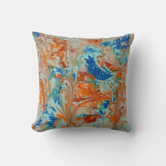 Abstrakt in Blau und Orange 2 Kissen