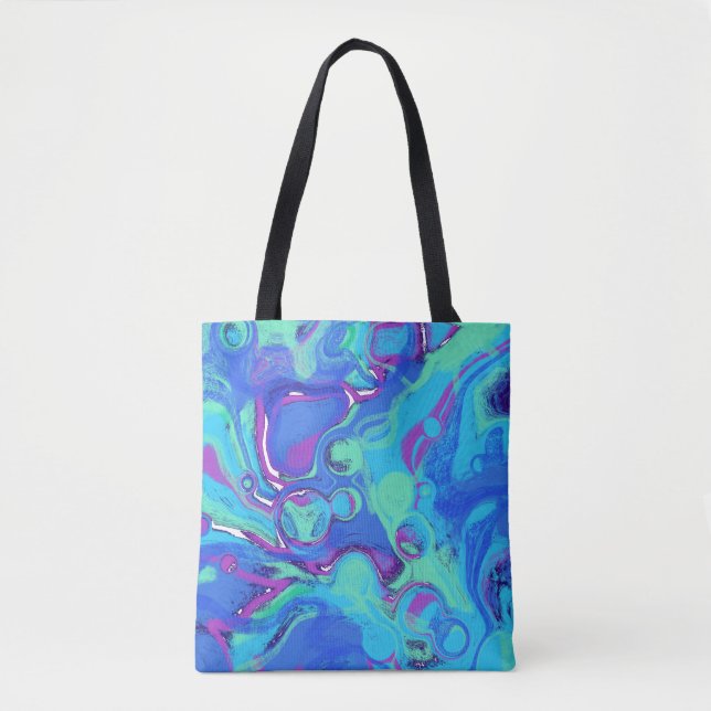 Abstrakt in Blues, Grüntöne und Purpur Tasche (Vorderseite)