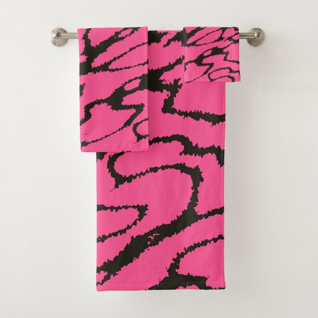 Abstrakt in Rosa und Schwarz Badhandtuch Set (Insitu)