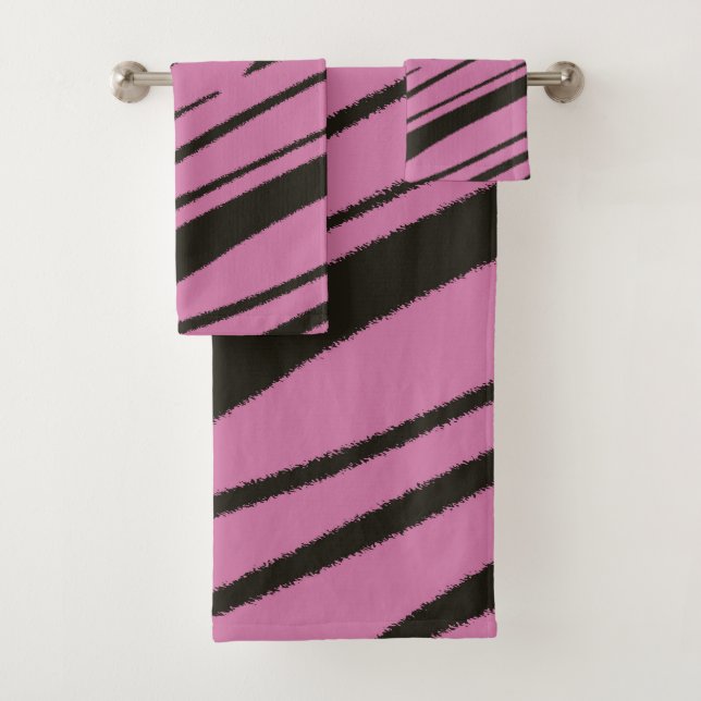 Abstrakt in Rosa und Schwarz Badhandtuch Set (Insitu)