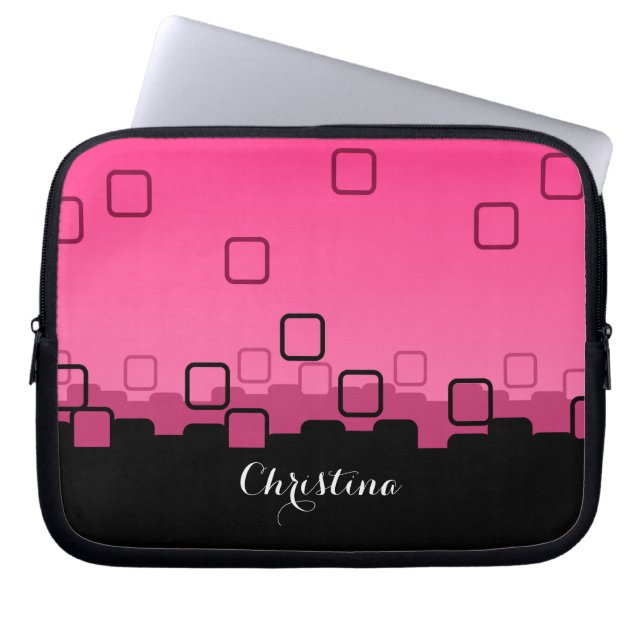 Abstrakt in Rosa und Schwarz Laptopschutzhülle (Vorderseite)