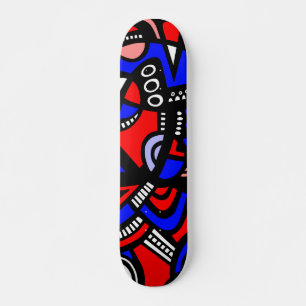 Abstrakt in Rot, Blau, Weiß und Schwarz Skateboard