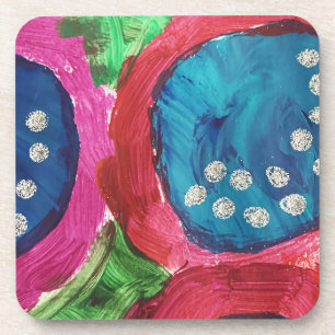 Abstrakt in Vivid Magenta-Blue Plastic Untersetzer