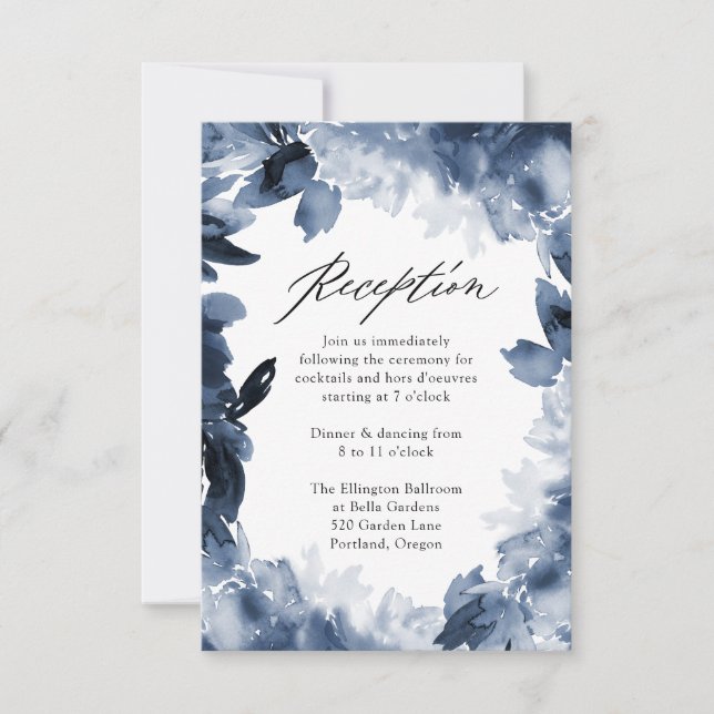 Abstrakt Indigo Floral | Hochzeitskarte RSVP Karte (Vorderseite)