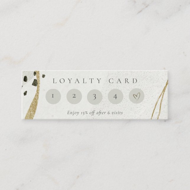 Abstrakt Ivory Gold Gray Stone 5 Punch Loyalität Mini Visitenkarte (Vorderseite)