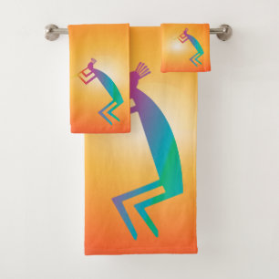 Abstrakt Kokopelli, Südwest Badhandtuch Set