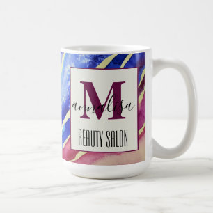 Abstrakt-künstlerisch-blau-pink-Beauty-Salon Monog Kaffeetasse