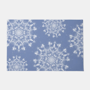 Abstrakt Lacy Fraktal Snowflake auf blauem Hinterg Fußmatte